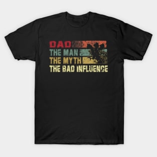 Mens Uncle the Man the Myth the Bad Influence Vintage Cat Father's Day Gift Dad T-Shirt